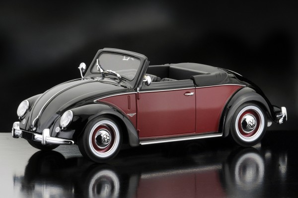 KKScale VW Käfer 1200 Hebmüller Cabrio, schwarz-rot